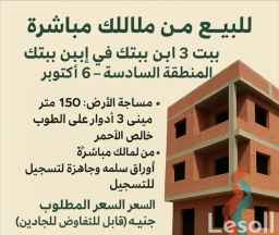 بيت 3 ادوار للبيع  في مشروع ابني بيتك المنطقه السادسه قطعه ط 3ادور