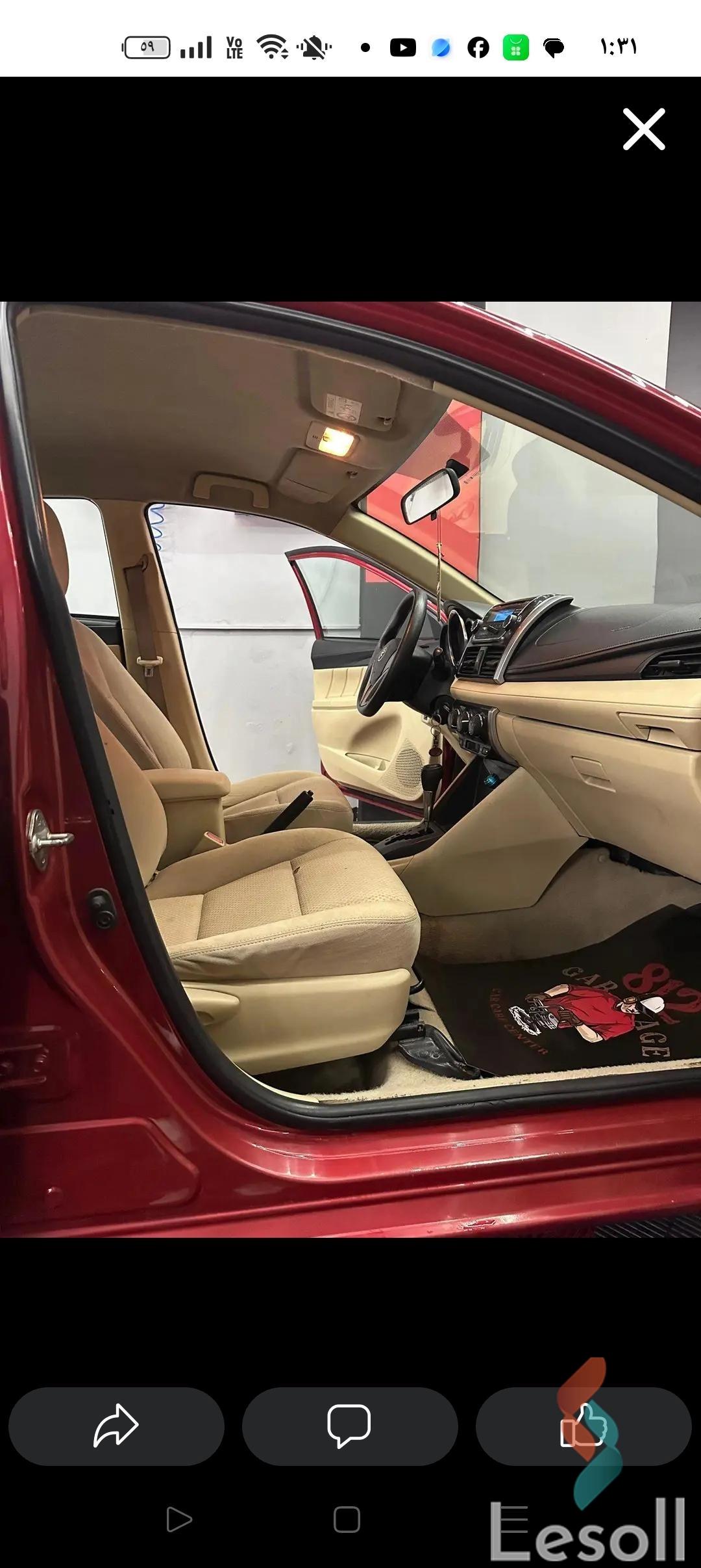 تويوتا يارس اوتوماتك جديدة أحمر موديل 2015 - كل الصور