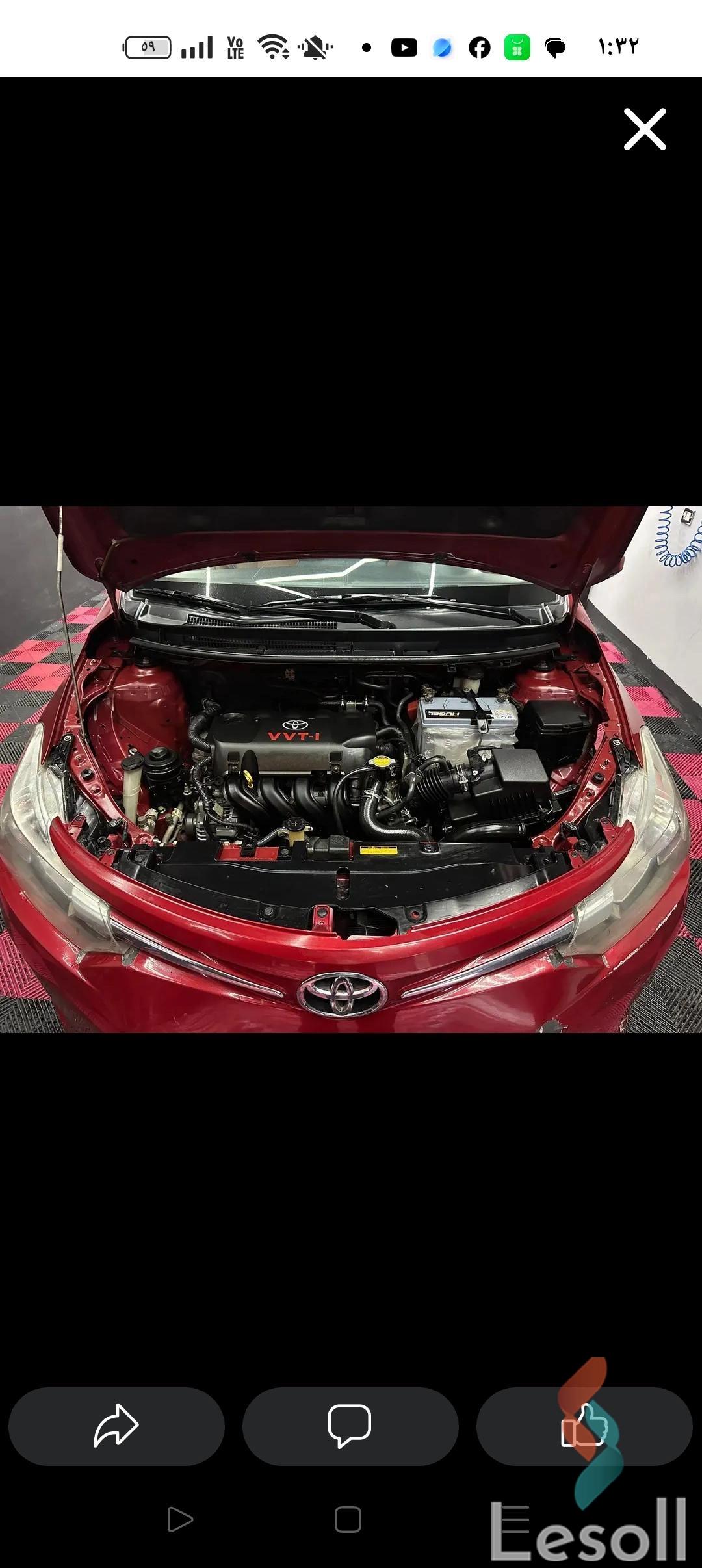 تويوتا يارس اوتوماتك جديدة أحمر موديل 2015 - صورة 4