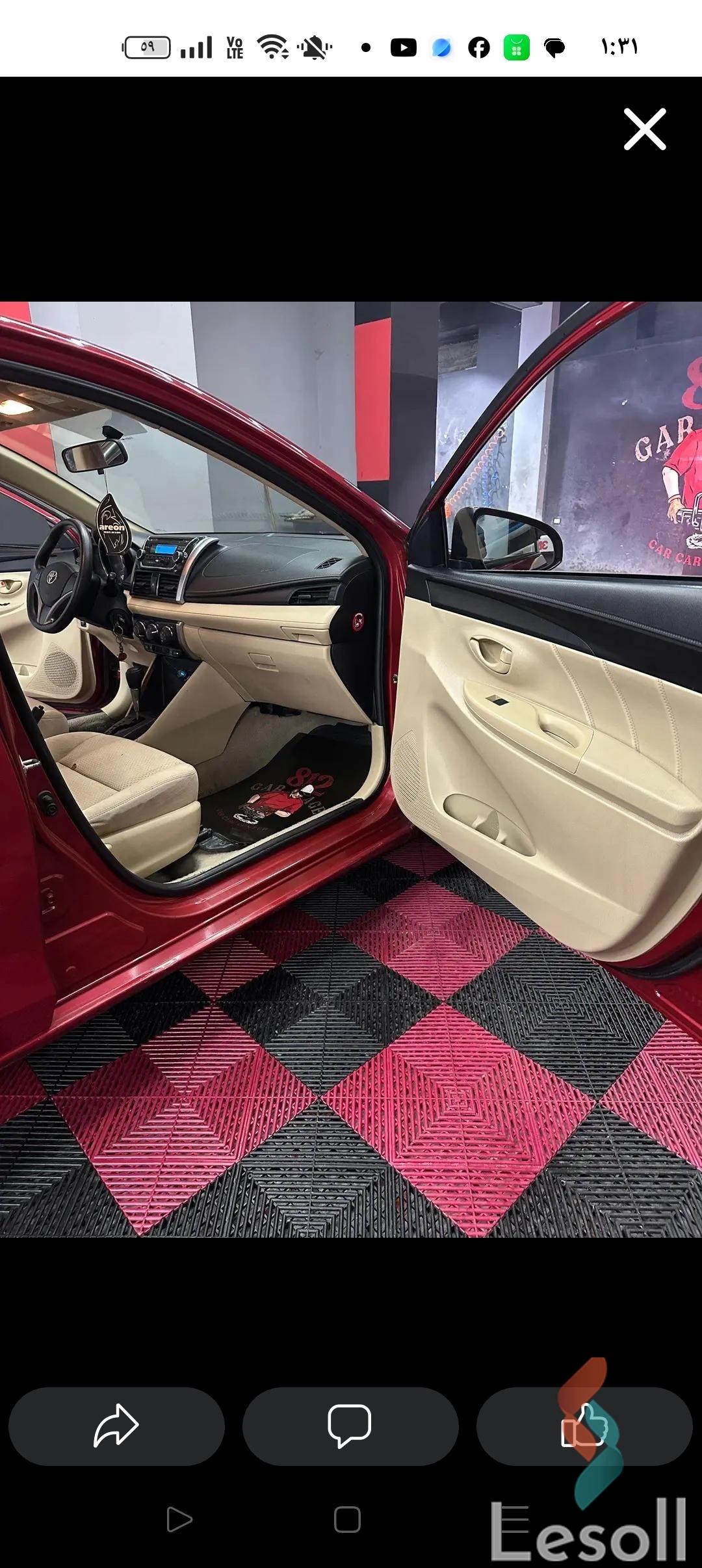 تويوتا يارس اوتوماتك جديدة أحمر موديل 2015 - صورة 3