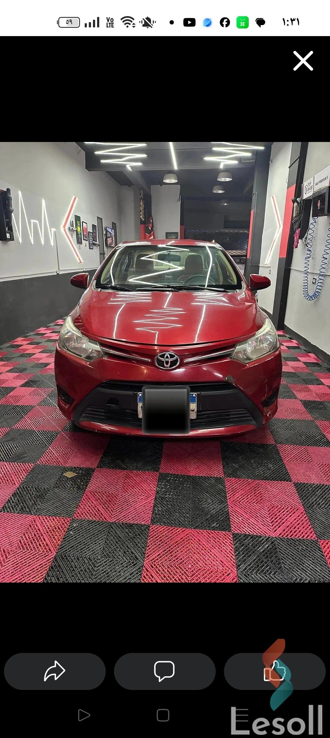 تويوتا يارس اوتوماتك جديدة أحمر موديل 2015 - الصورة الرئيسية