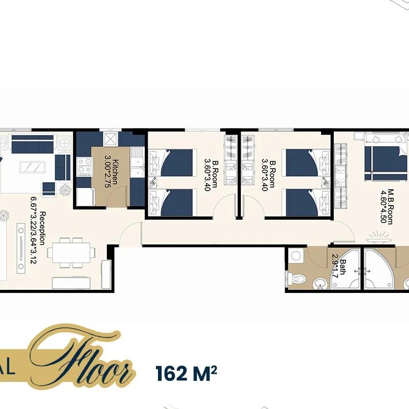 شقة للبيع بمساحة 162 متر و 3 غرف في  القاهرة