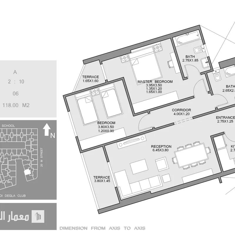 شقق فندقية للبيع بمساحة 118 متر و غرفتان في المعادى القاهرة