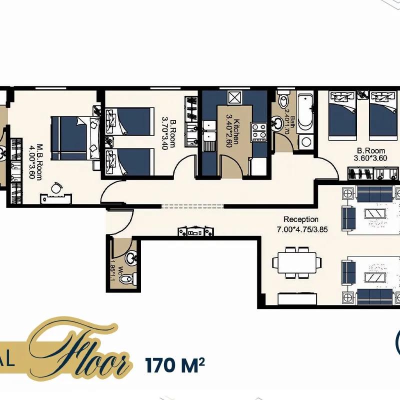 شقة للبيع بمساحة 170 متر و 3 غرف في التجمع الخامس القاهرة - صورة 3