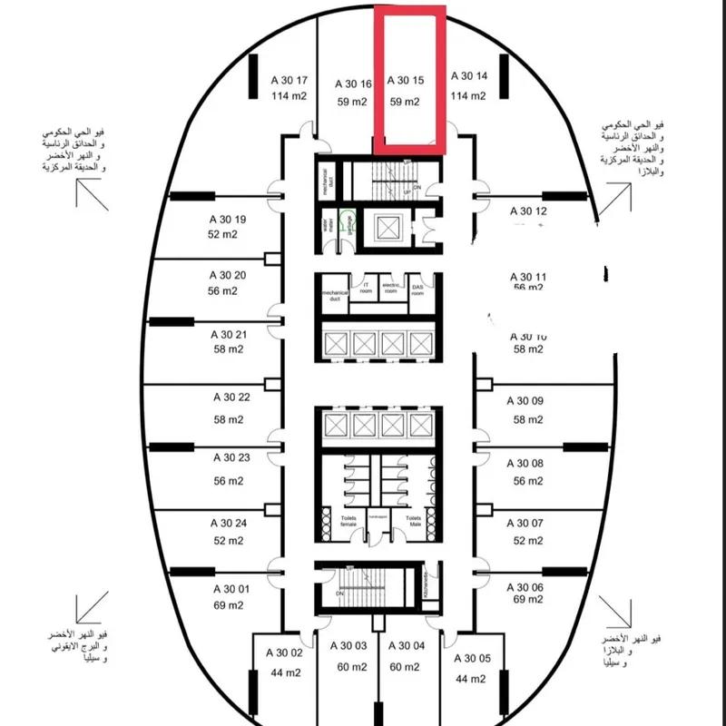Office for sale with an area of 59 meters in  Cairo  - Image 3