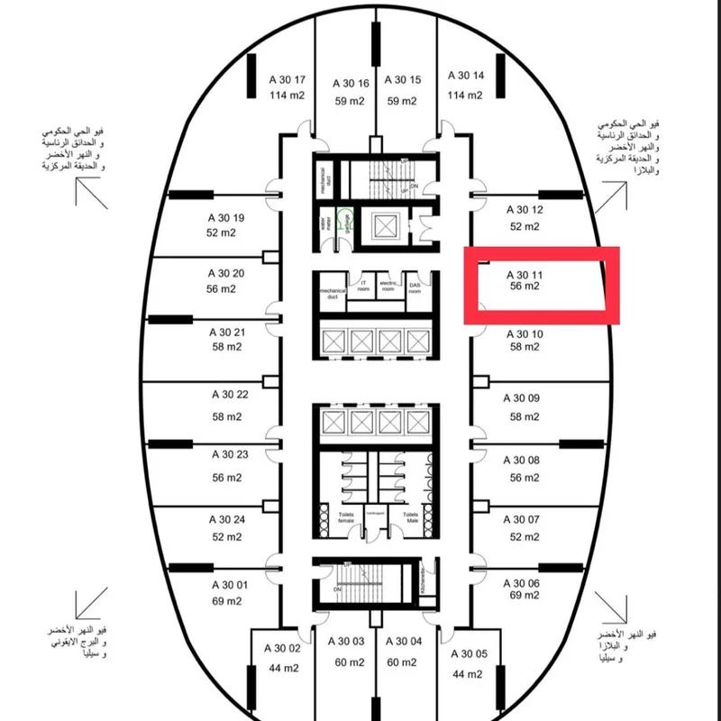 مكتب للبيع بمساحة 56 متر في القاهرة  - صورة 3