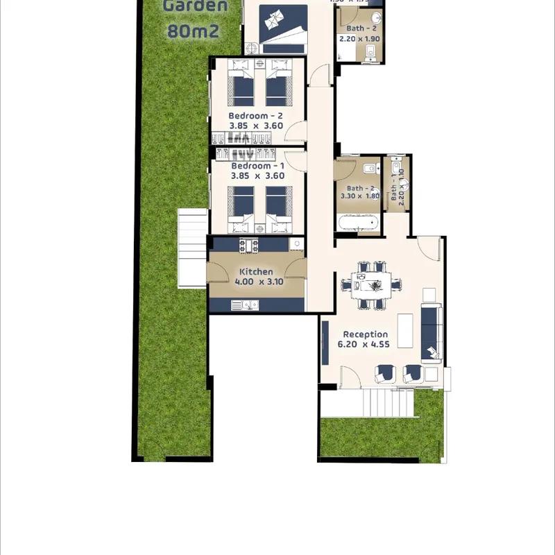 Apartment with garden for sale with an data.area 162 meters and 3 data.rooms in  5th Settlement Cairo  - Image 4