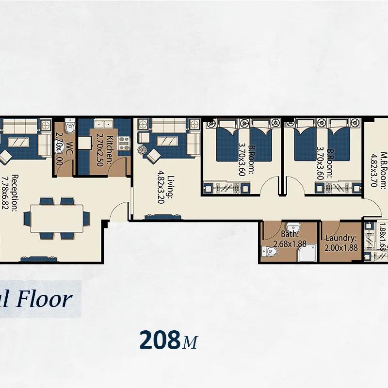 شقة للبيع بمساحة 208 متر و 4 غرف في التجمع الخامس القاهرة - صورة 4