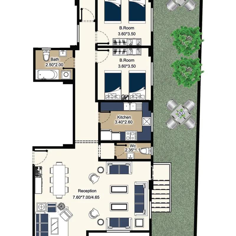 شقة بحديقة للبيع بمساحة 177 متر و 3 غرف في التجمع الخامس القاهرة - صورة 4