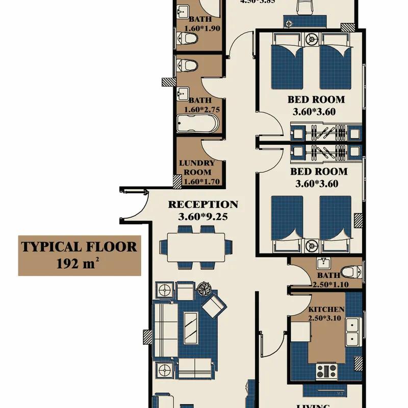 شقة للبيع بمساحة 192 متر و 4 غرف في التجمع الخامس القاهرة - صورة 3