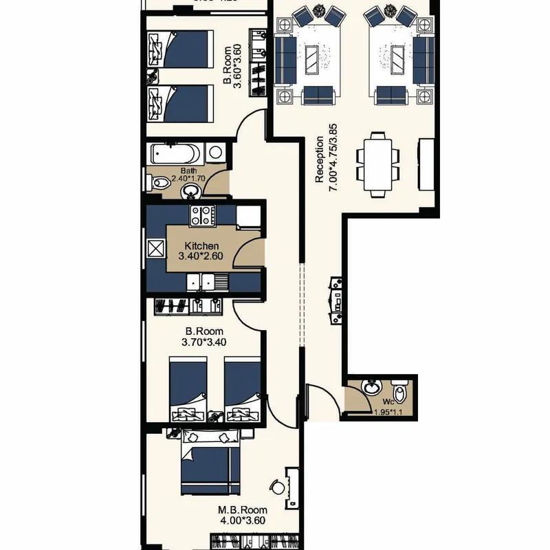 شقة للبيع بمساحة 170 متر و 3 غرف في التجمع الخامس القاهرة - صورة 4