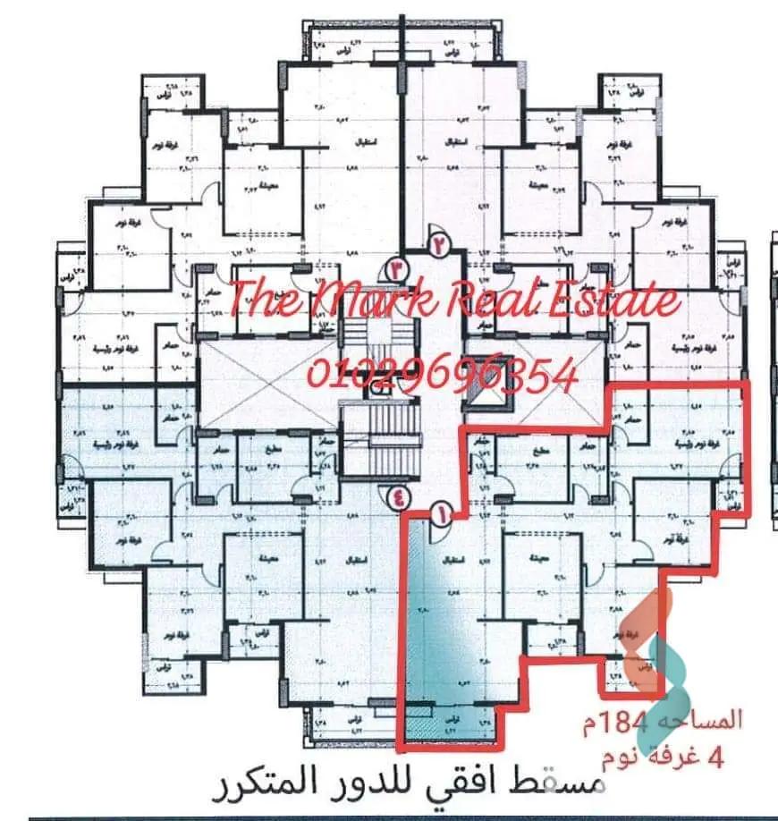 شقة للبيع بمساحة 184 متر و 4 غرف في القاهرة الجديدة القاهرة - صورة 4