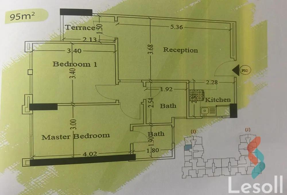 شقة للبيع بمساحة 95 متر و غرفتان في المقطم القاهرة - صورة 2