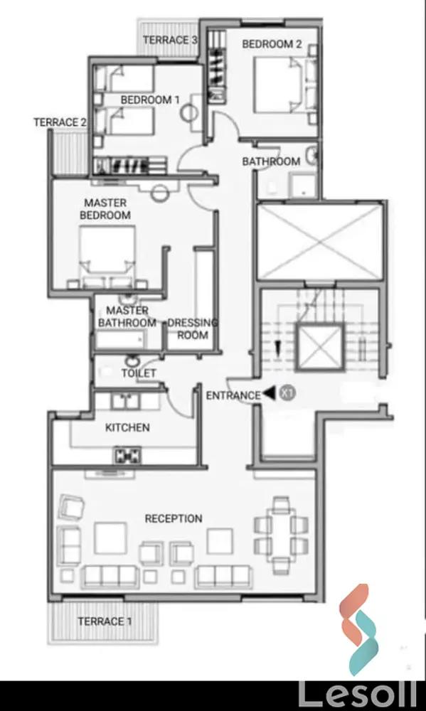 شقة للبيع بمساحة 164 متر و 3 غرف في مدينتي القاهرة - صورة 4