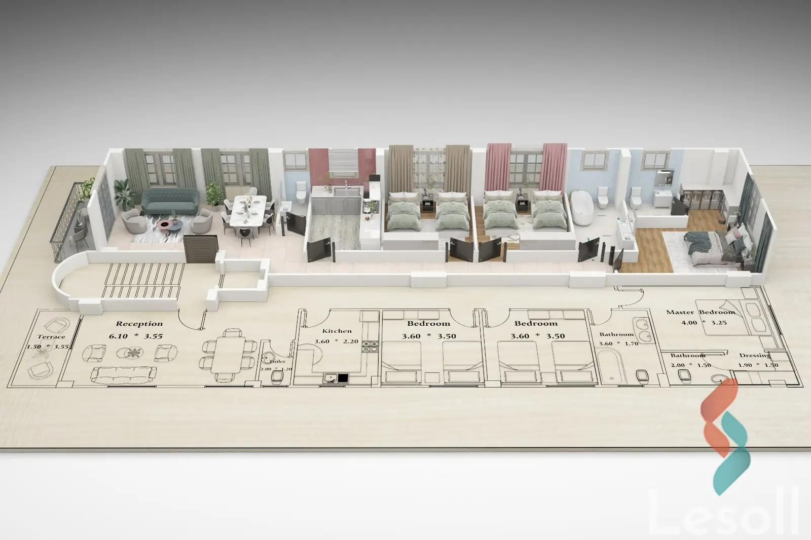 بنتهاوس للبيع بمساحة 155 متر و 3 غرف في  حدائق اكتوبر الجيزة