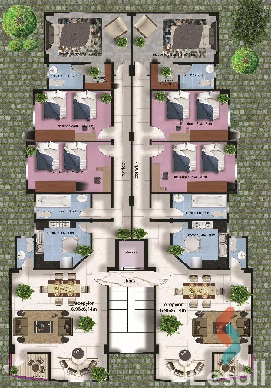 دوبلكس للبيع بمساحة 200 متر و 3 غرف في  حدائق اكتوبر الجيزة