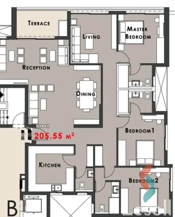 شقة للبيع بمساحة 205 متر و 3 غرف في  التجمع الخامس - القاهرة الجديدة القاهرة - صورة 3