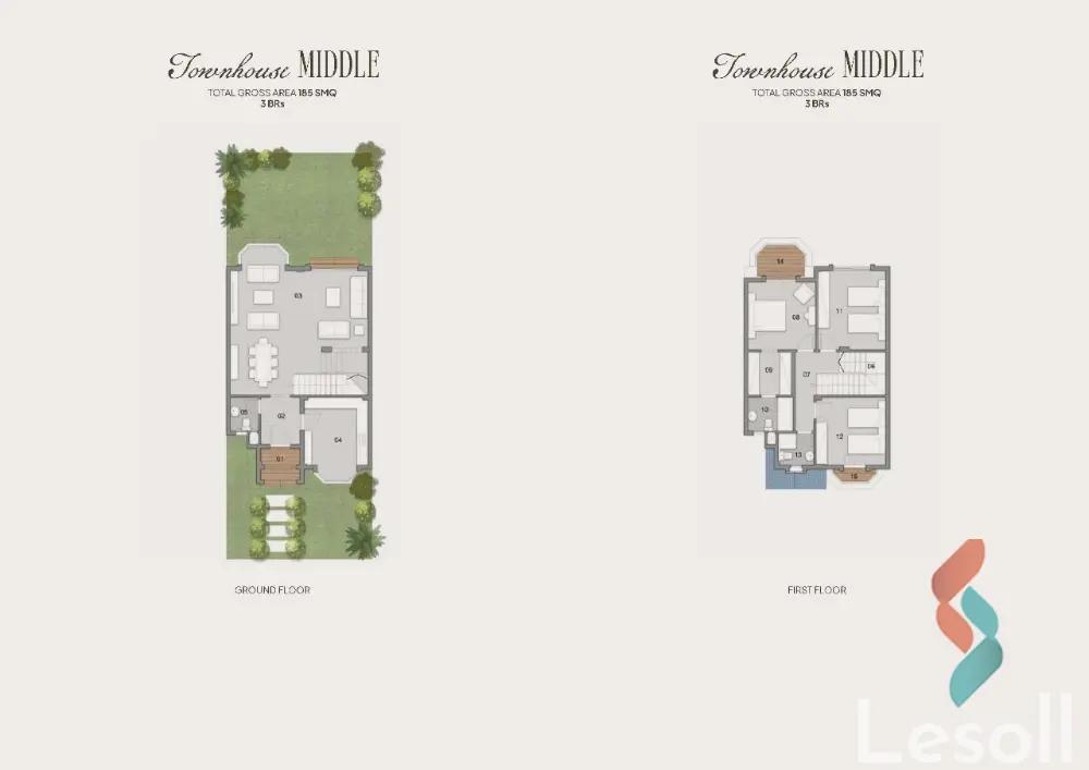 تاون هاوس للبيع بمساحة 185 متر و 3 غرف في  6 اكتوبر الجيزة