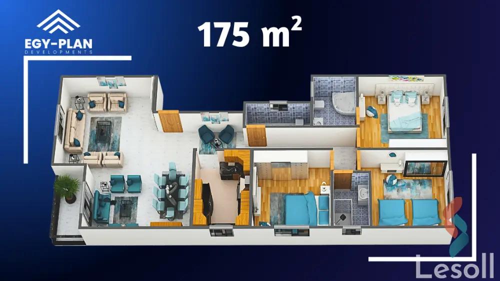 Apartment for sale with an area 175 meters and 3 rooms in Cheikh Zayed Giza - Image 2