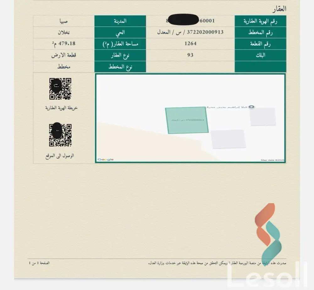 ارض مبانى للبيع بمساحة 497 متر في أبو رديس جنوب سيناء 