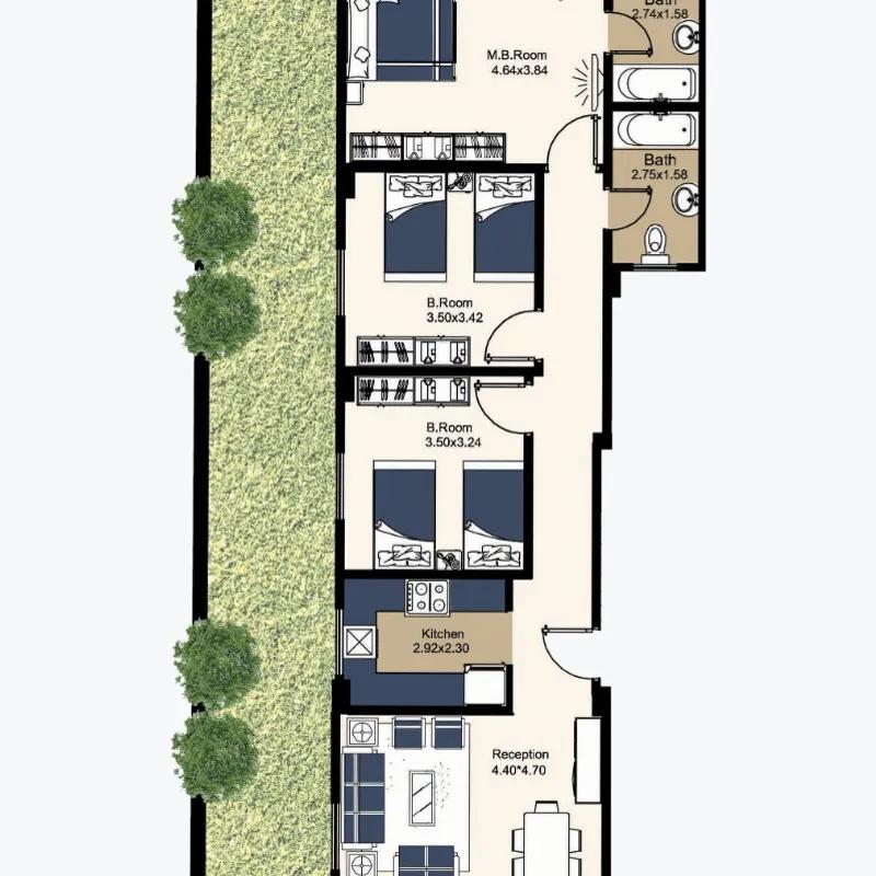 Apartment with garden for sale with an data.area 145 meters and 3 data.rooms in Cairo - Image 3