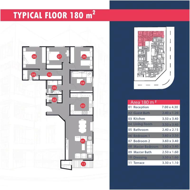 شقة للبيع بمساحة 180 متر و 3 غرف في القاهرة - صورة 4