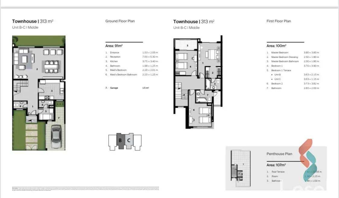 Townhouse for sale with an area 313 meters and 4 rooms in Cheikh Zayed Giza