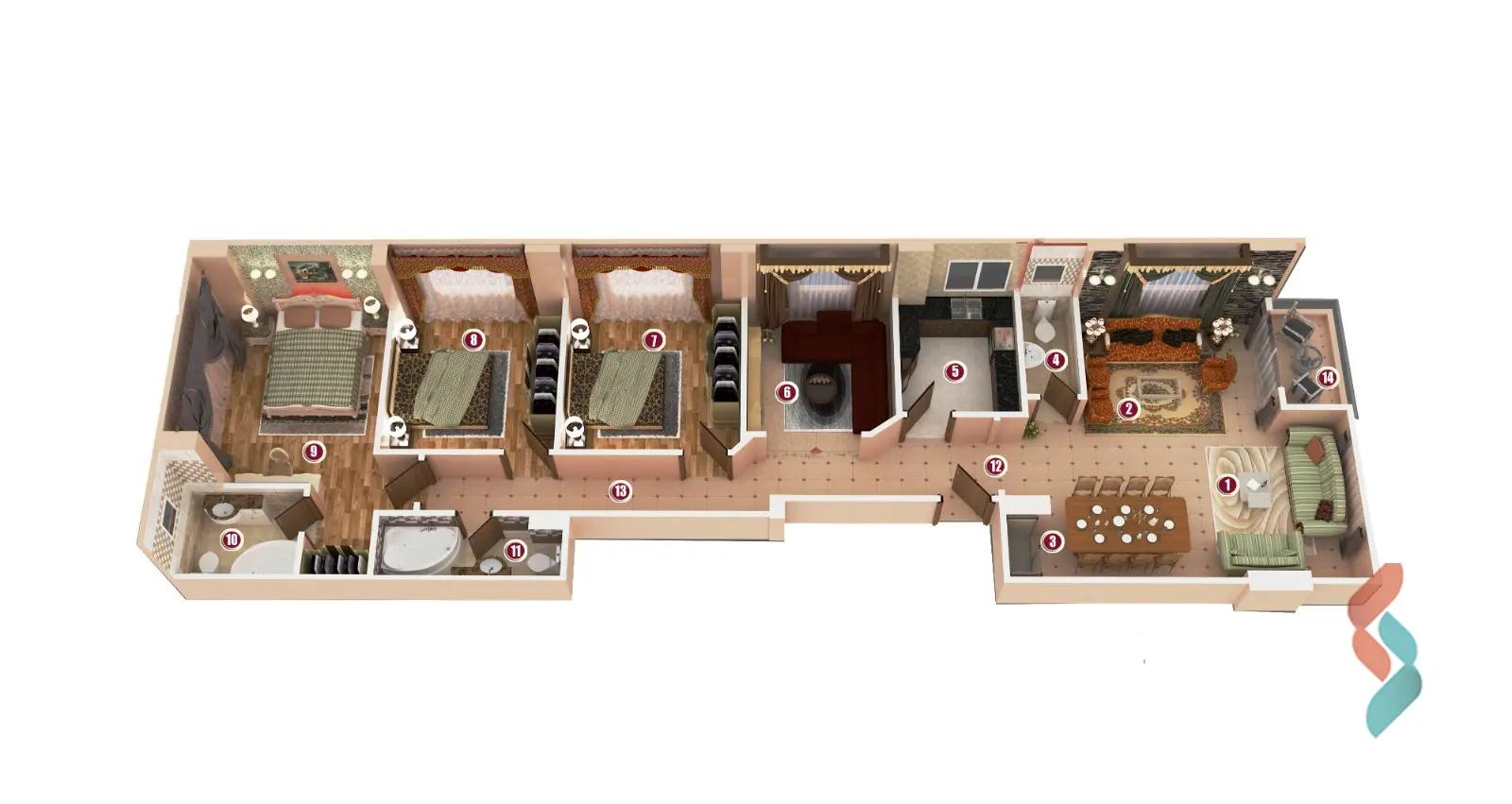 شقة للبيع بمساحة 196 متر و 4 غرف في القاهرة الجديدة القاهرة - صورة 4