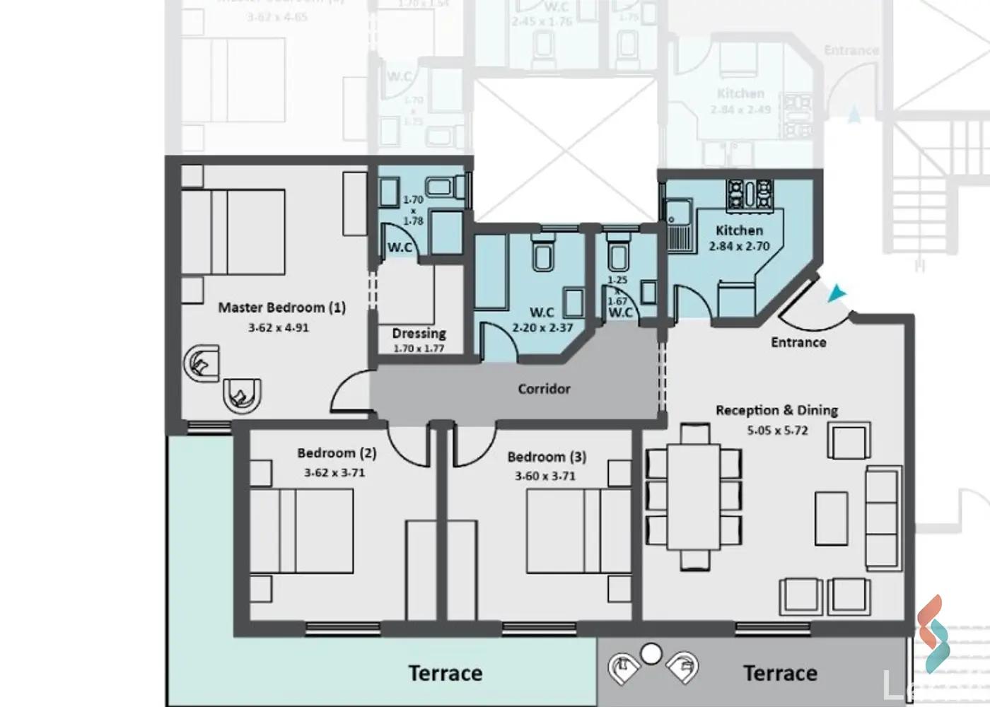 شقة للبيع بمساحة 153 متر و 3 غرف في التجمع الخامس القاهرة - صورة 2
