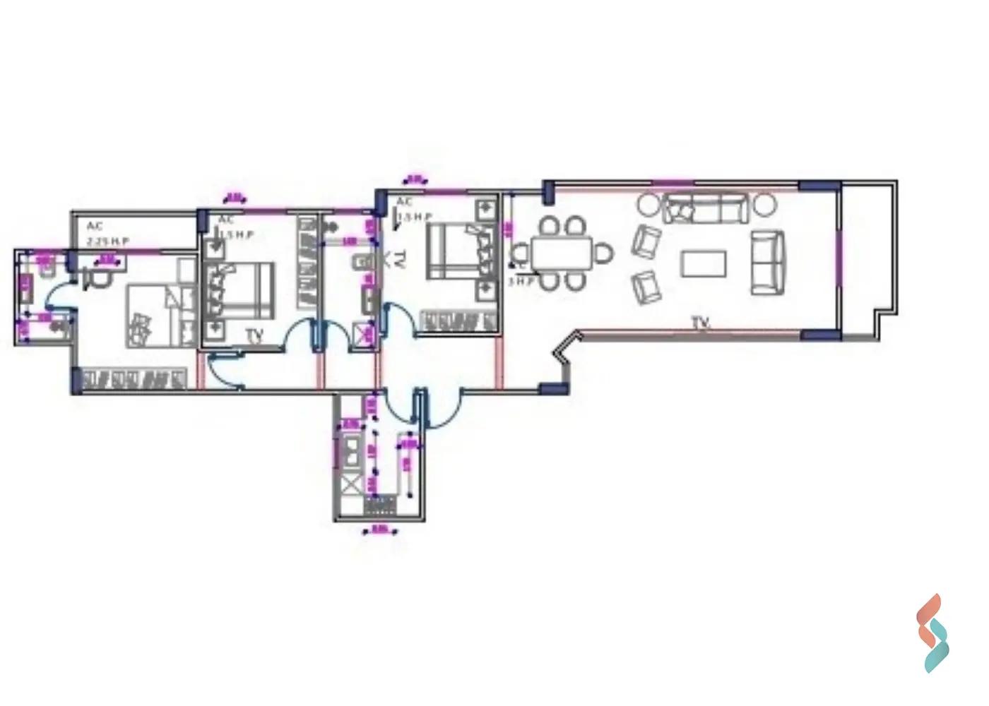 شقة للبيع بمساحة 180 متر و 3 غرف في التجمع الخامس القاهرة - صورة 2