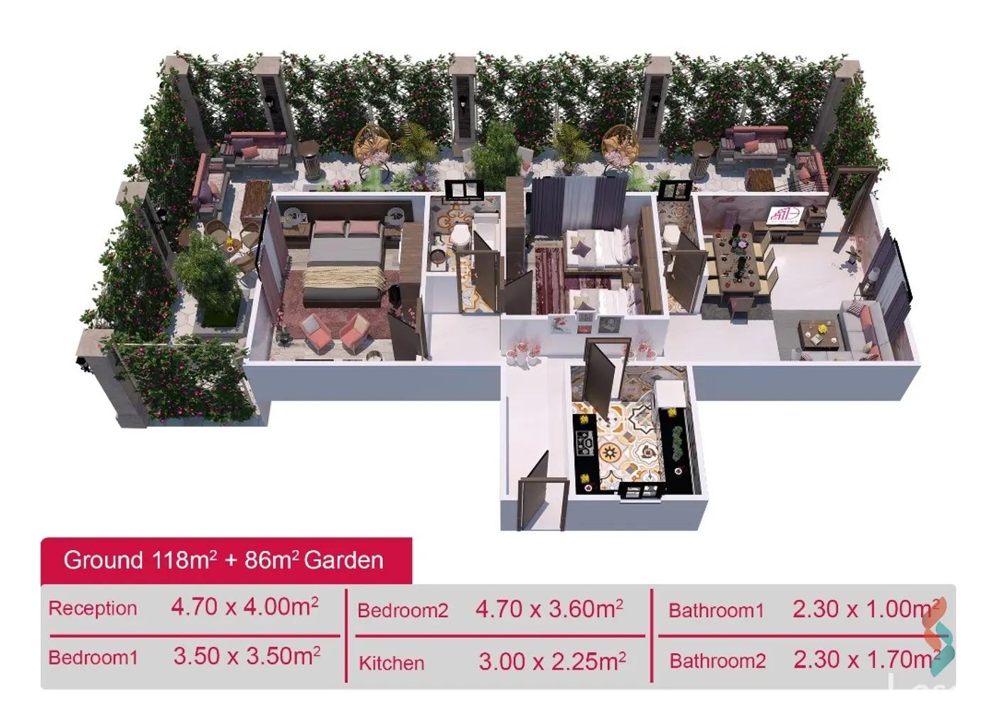 Apartment with garden for sale with an data.area 118 meters and 2 room in New Cairo Cairo - Image 4