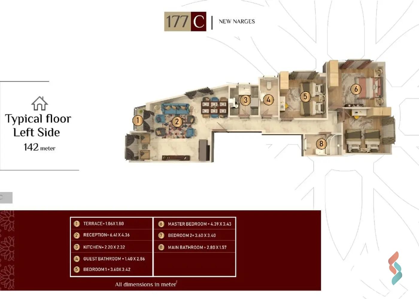 شقة للبيع بمساحة 141 متر و 3 غرف في التجمع الخامس القاهرة - صورة 2