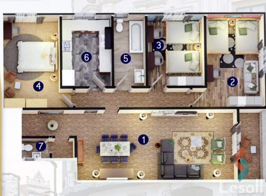 شقة للبيع بمساحة 160 متر و 3 غرف في دمياط الجديدة دمياط - صورة 2