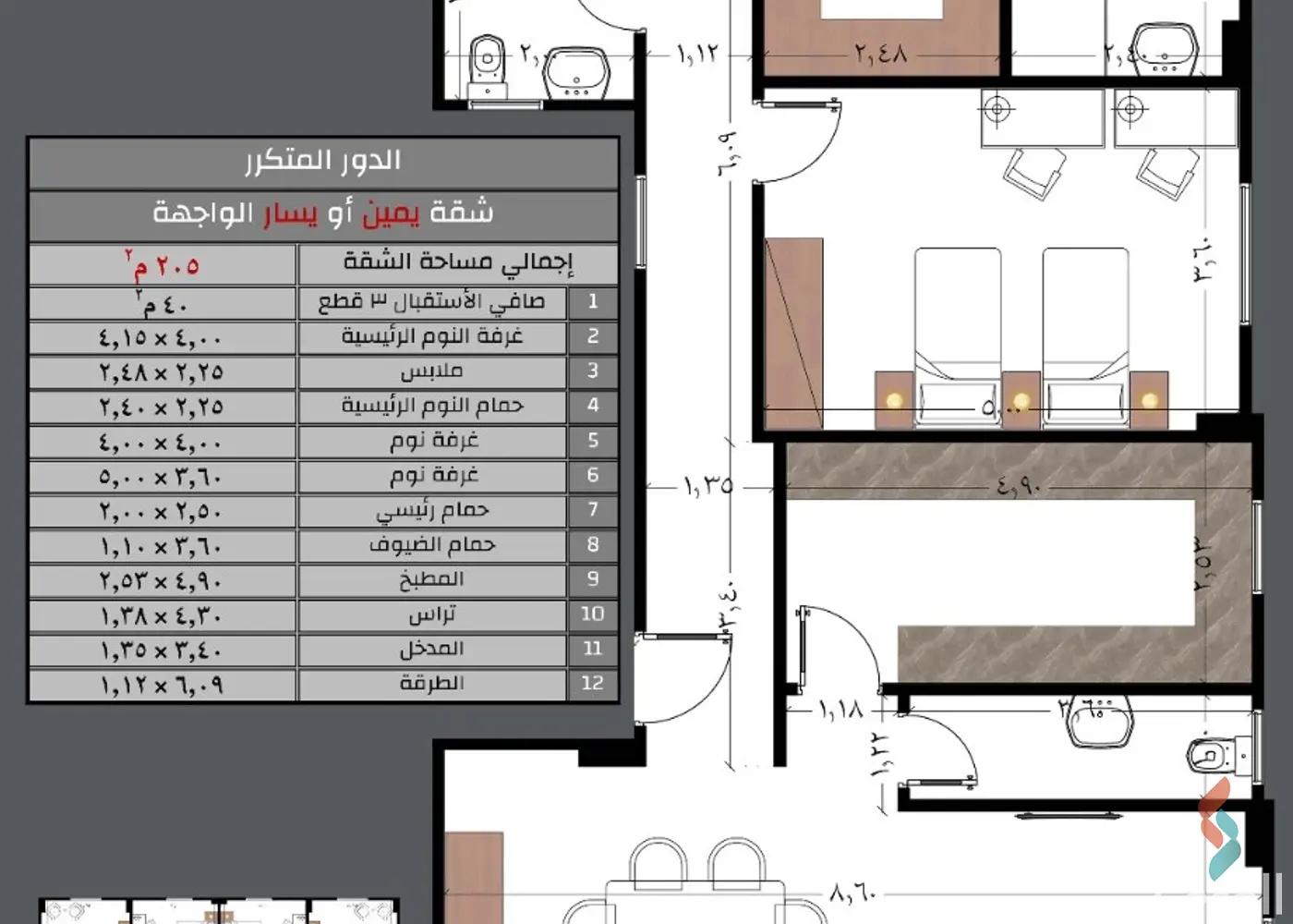شقة للبيع بمساحة 205 متر و 3 غرف في القاهرة الجديدة القاهرة - كل الصور