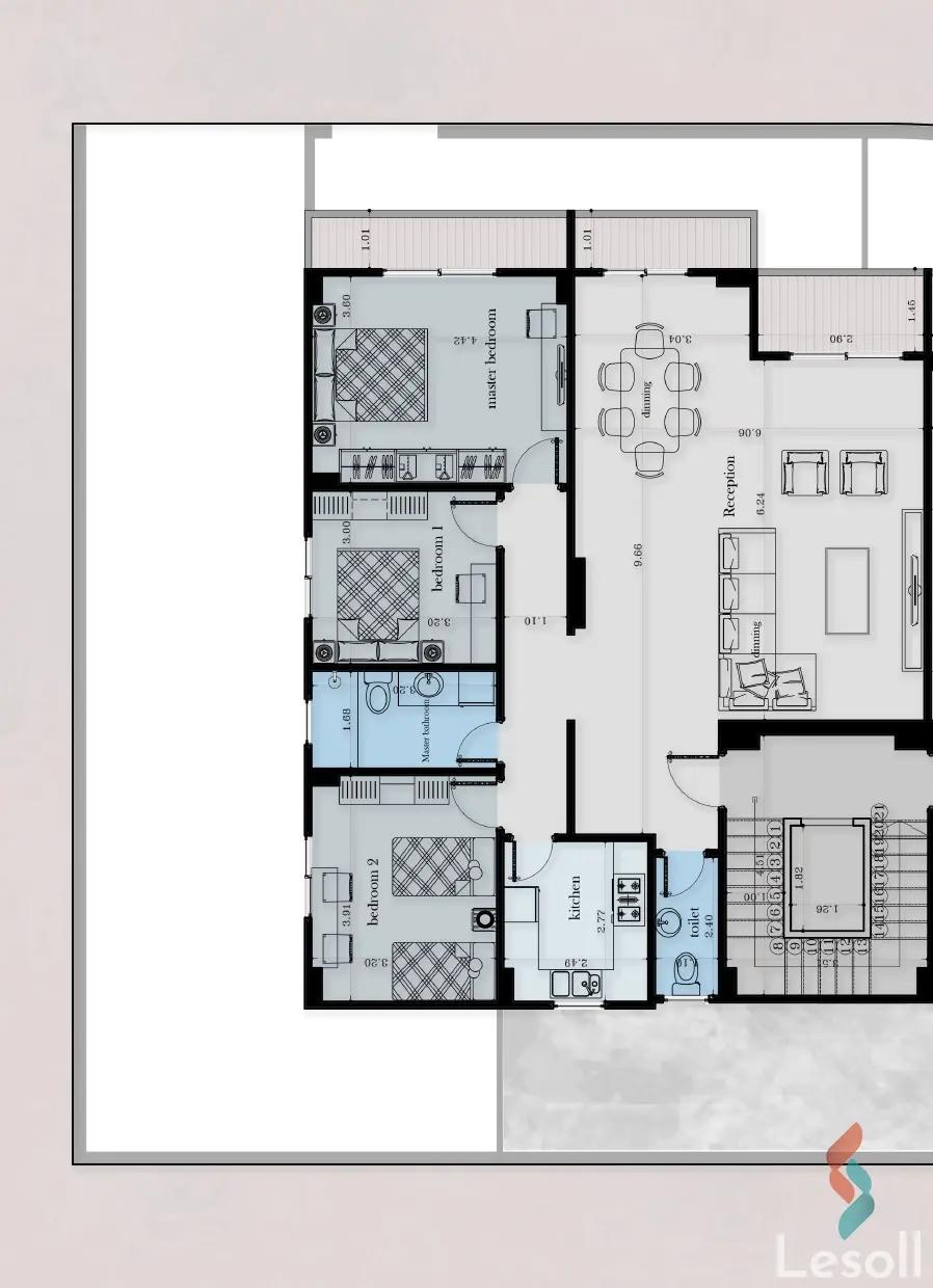 شقة للبيع بمساحة 180 متر و 3 غرف في القاهرة الجديدة القاهرة - صورة 3