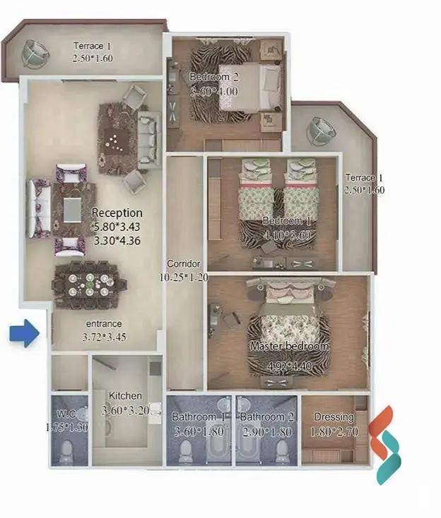 شقة للبيع بمساحة 210 متر و 3 غرف في التجمع الخامس القاهرة - صورة 3