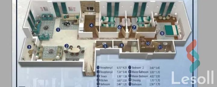 شقة للبيع بمساحة 200 متر و 3 غرف في التجمع الخامس القاهرة - صورة 3