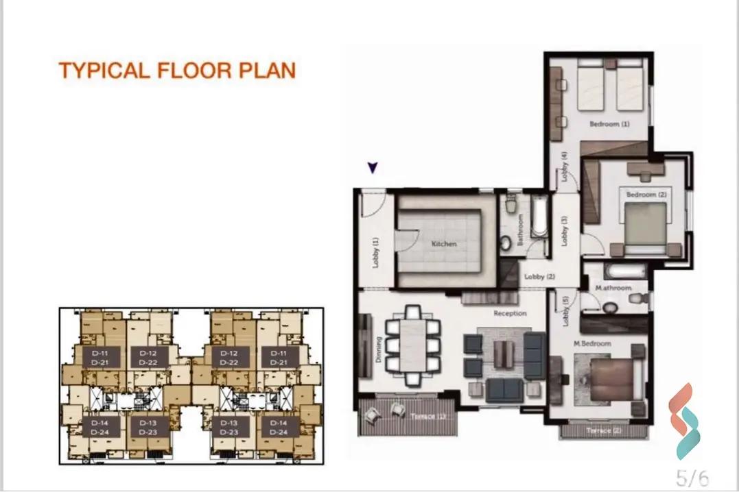 شقة للبيع بمساحة 162 متر و 3 غرف في التجمع الخامس القاهرة - كل الصور