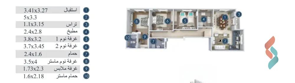 شقة للبيع بمساحة 150 متر و 3 غرف في التجمع الخامس القاهرة - صورة 4