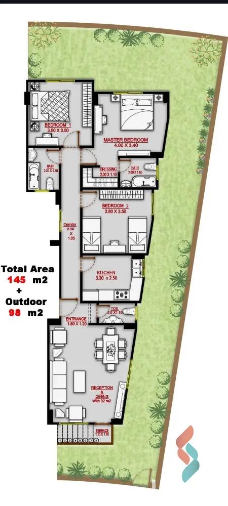 Apartment with garden for sale with an data.area 145 meters and 3 data.rooms in 5th Settlement Cairo - Image 4