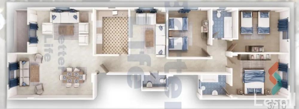 شقة للبيع بمساحة 242 متر و 3 غرف في التجمع الخامس القاهرة - صورة 4