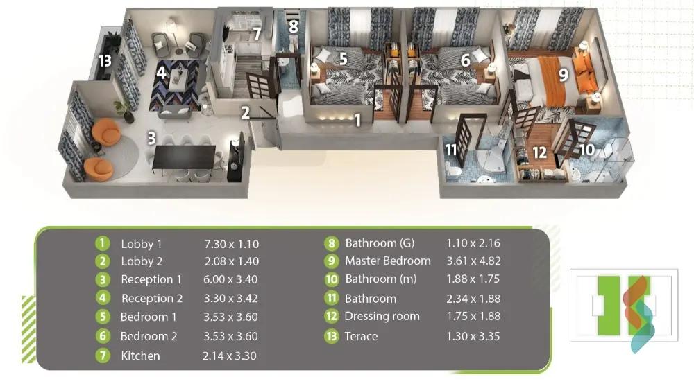 شقة للبيع بمساحة 163 متر و 3 غرف في التجمع الخامس القاهرة - صورة 4