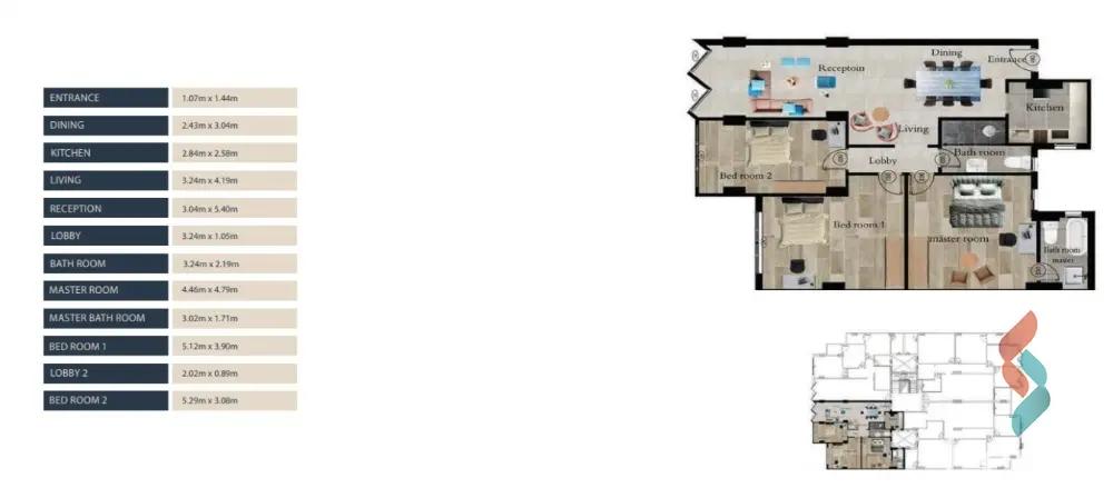 شقة للبيع بمساحة 177 متر و 3 غرف في التجمع الخامس القاهرة - صورة 3