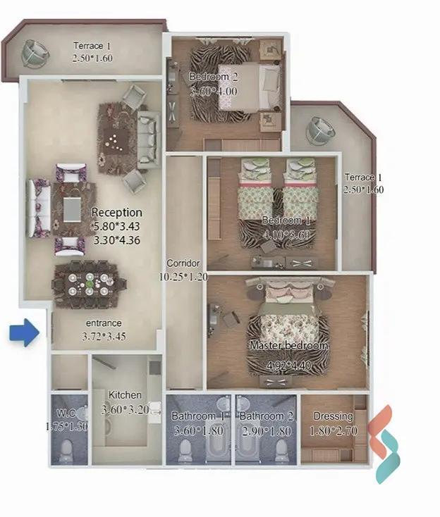 شقة للبيع بمساحة 210 متر و 3 غرف في التجمع الخامس القاهرة - صورة 3