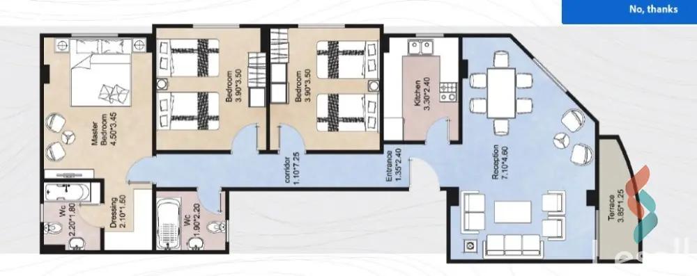 شقة للبيع بمساحة 154 متر و 3 غرف في القاهرة الجديدة القاهرة - صورة 3