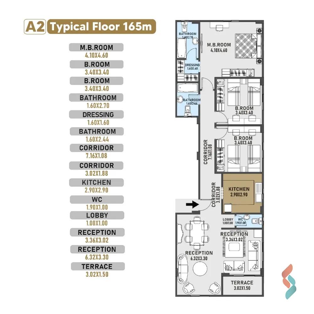شقة للبيع بمساحة 165 متر و 3 غرف في التجمع الخامس القاهرة - صورة 3