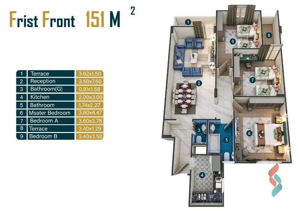 شقة للبيع بمساحة 151 متر و 3 غرف في التجمع الخامس القاهرة - صورة 2