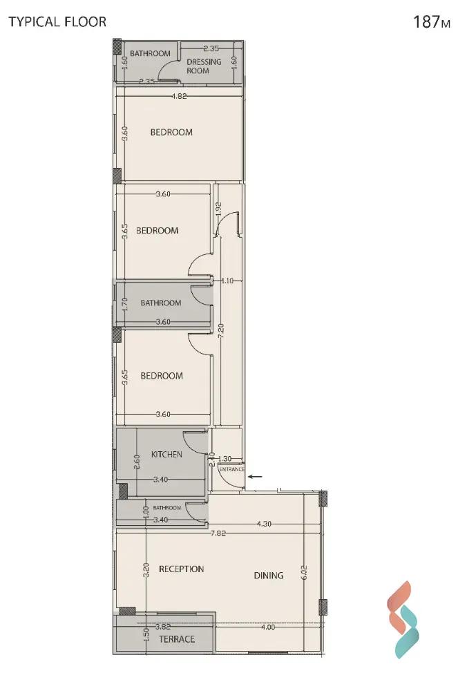 شقة للبيع بمساحة 186 متر و 3 غرف في التجمع الخامس القاهرة - صورة 3