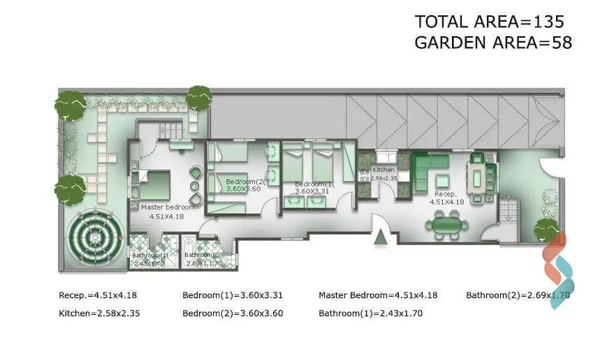 شقة للبيع بمساحة 135 متر و 3 غرف في التجمع الخامس القاهرة - صورة 2