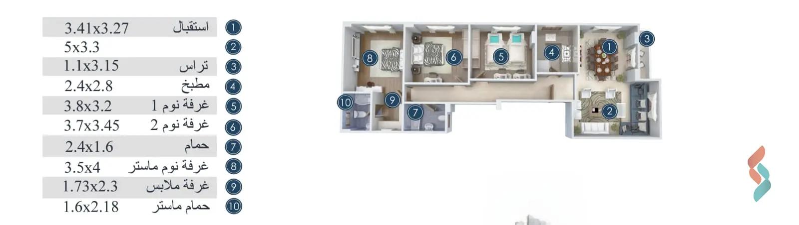 شقة للبيع بمساحة 150 متر و 3 غرف في التجمع الخامس القاهرة - صورة 3